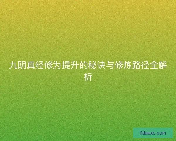 九阴真经修为提升的秘诀与修炼路径全解析