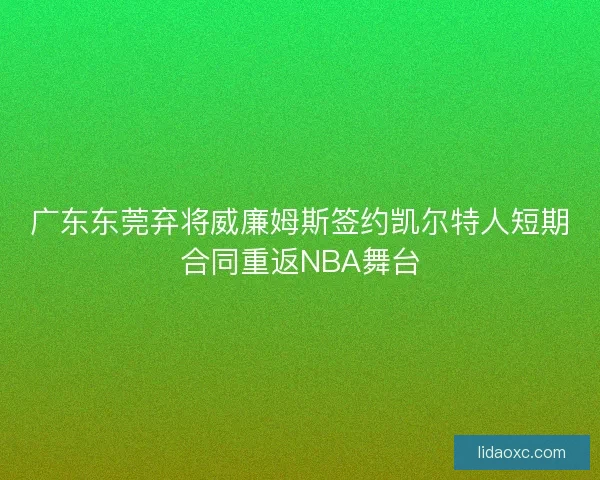 广东东莞弃将威廉姆斯签约凯尔特人短期合同重返NBA舞台