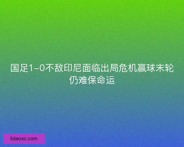国足1-0不敌印尼面临出局危机赢球末轮仍难保命运