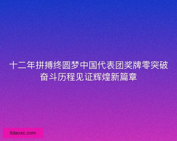 十二年拼搏终圆梦中国代表团奖牌零突破奋斗历程见证辉煌新篇章