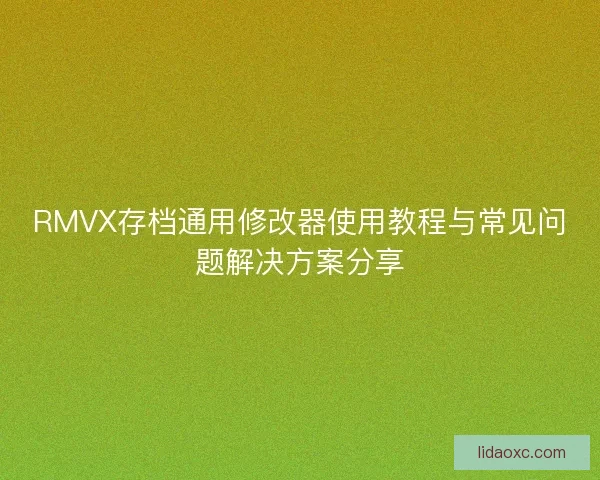 RMVX存档通用修改器使用教程与常见问题解决方案分享