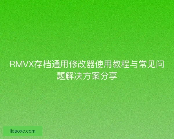 RMVX存档通用修改器使用教程与常见问题解决方案分享